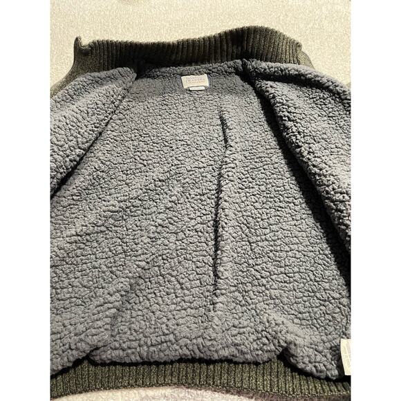 Boston Traders Sweater Sherpa Lined Cable Knit Full Zip Men's Large Olive Green - Picture 8 of 10